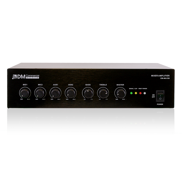 Commercial mixer amplifier DM-MA180, front panel with controls